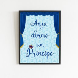 Quadro Aqui Dorme Um Príncipe 45x34cm - com vidro:Madeira branca - 1