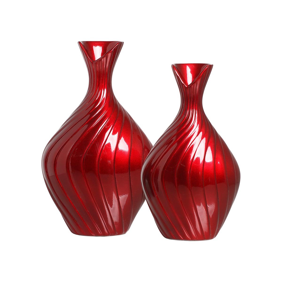 Vaso Decorativo de Cerâmica Dupla Encanto Vinho Scarlet | MadeiraMadeira