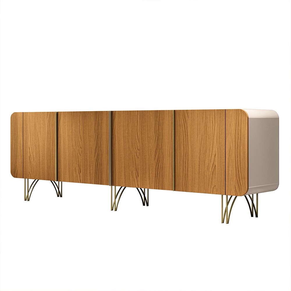 Aparador Buffet para Sala de Estar Lotus 220 Cm H01 Off White - Cinamomo Clique Chique