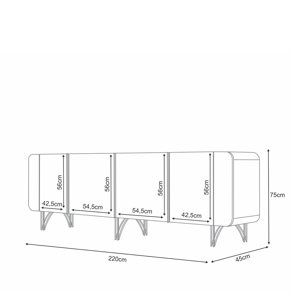 Aparador Buffet para Sala de Estar Lotus 220 Cm H01 Off White - Cinamomo Clique Chique - 8