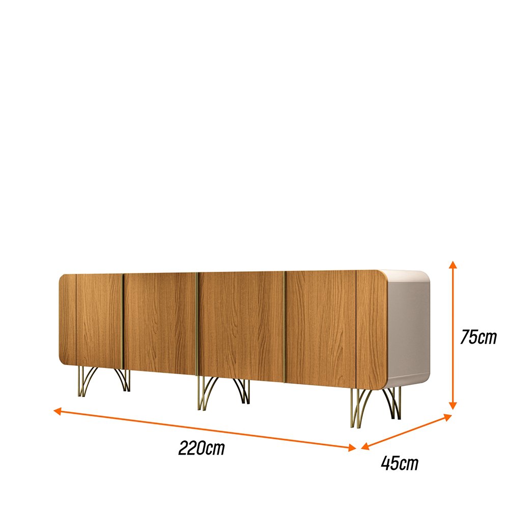 Aparador Buffet para Sala de Estar Lotus 220 Cm H01 Off White - Cinamomo Clique Chique - 7