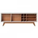 Ver imagem 3 de Rack para Tv até 70 Polegadas Noronha 2 Portas 2 Prateleiras Off White Matte/freijó - Colibri