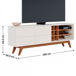 Rack para Tv até 70 Polegadas Noronha 2 Portas 2 Prateleiras Off White Matte/freijó - Colibri - 4