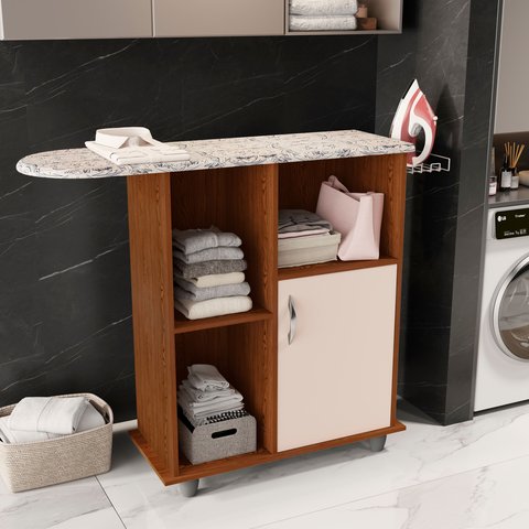 Tábua Mesa de Passar Roupa Mdp 1 Porta Freijó/off White