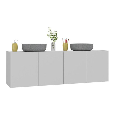Gabinete de Banheiro 123,5cm Suspenso 4 Portas Multimóveis Mp5047 Branco