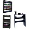 Porta Esmaltes + kit Preto Mesa Manicure + Aparador Carrinho Auxiliar - AJL AJL STORE - 1