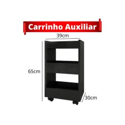 Porta Esmaltes + kit Preto Mesa Manicure + Aparador Carrinho Auxiliar - AJL AJL STORE - 4