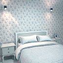 Ver imagem 4 de Papel de Parede Toile de Jouy Azul Vinilico Lavável+ Cola para Aplicação