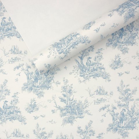 Papel de Parede Toile de Jouy Azul Vinilico Lavável+ Cola para Aplicação