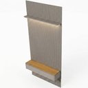Ver mais imagens de Painel Ripado para TV 60 pol com Bancada Orgânica e Prateleira LED 141cm Slats L05 Tauari Gris