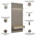 Ver imagem 5 de Painel Ripado para TV 60 pol com Bancada Orgânica e Prateleira LED 141cm Slats L05 Tauari Gris