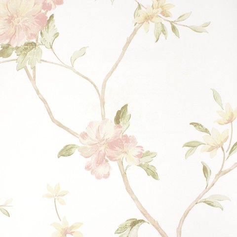 Papel de Parede Floral e Pássaros Rosa Claro Vinilico Lavável+ Cola para Aplicação