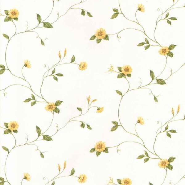 Papel de Parede Floral Amarelo e Verde + Cola Para Aplicação - Coleção Fragrant Roses - 811062 - 1