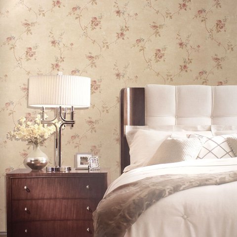 Papel de Parede Floral Rosa Antigo Vinilico Lavável+ Cola para Aplicação