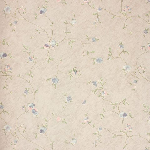 Papel de Parede Floral Azul e Bege Vinilico Lavável+ Cola para Aplicação