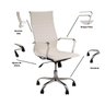 Kit 6 Cadeira Escritório Esteirinha Giratória Alta Ajustável - Branco - 3