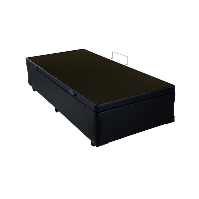 Cama Box Baú Solteiro Sintético Preto