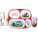 Ver imagem 1 de Kit Prato Refeição Infantil 4 Divisórias, Copo Melamina e Talheres Mickey Disney - Tuut