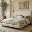 Ver imagem 3 de Cama Queen Pés Madeira Nami com Cabeceira Parise Bouclé Off White - Nexta Casa