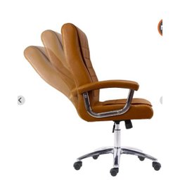 Cadeira de Escritório Ergonômica Giratória Couro Presidente Molas Califórnia Fratini Caramelo - 5