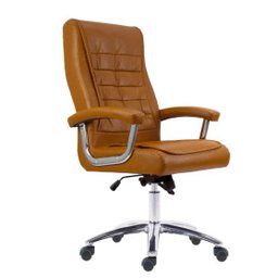 Cadeira de Escritório Ergonômica Giratória Couro Presidente Molas Califórnia Fratini Caramelo - 3