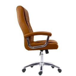 Cadeira de Escritório Ergonômica Giratória Couro Presidente Molas Califórnia Fratini Caramelo - 4