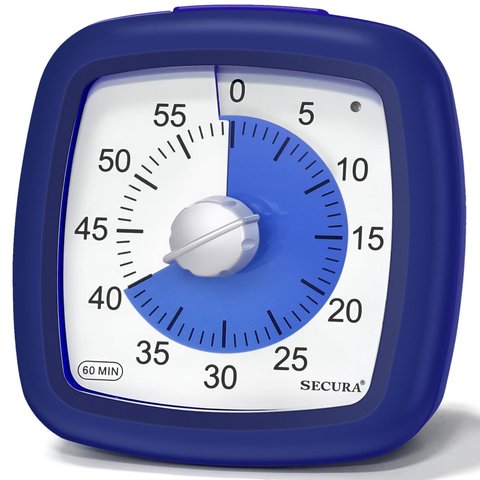 Secura Timer Visual de 60 Minutos para Cozinha e Estudo com Função Pausa (azul Marinho)