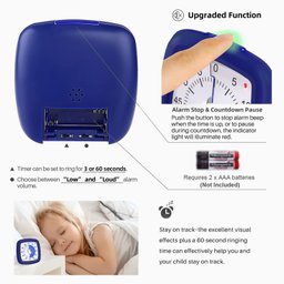 Secura Timer Visual de 60 Minutos para Cozinha e Estudo com Função Pausa (azul Marinho) - 3