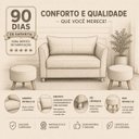Ver imagem 5 de Kit Namoradeira Lisboa 2 Lugares com 2 Puffs Redondos Suede Bege para Conforto e Elegância Luxo