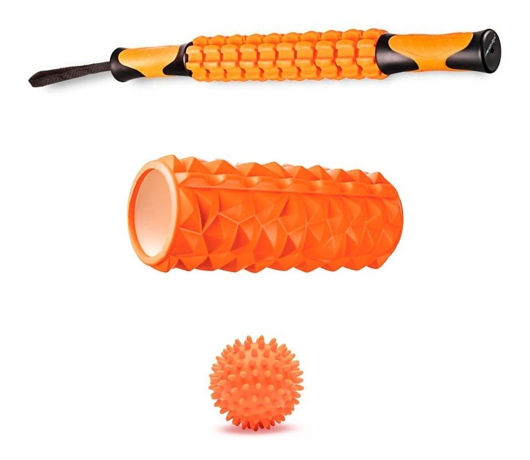 Bastão Massagem + Rolo Miofascial + Bola 7,5cm Hidrolight