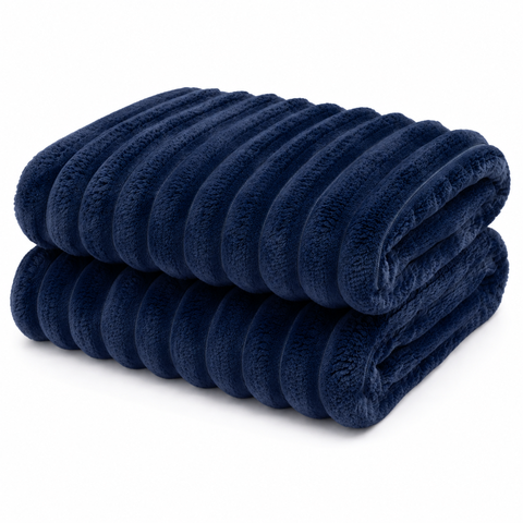 Boston Cobertor Canelado Alta Gramatura 400g Premium 1,80 x 2,20 Azul Escuro