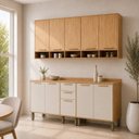Ver imagem 1 de Cozinha Modulada Compacta 4 Peças 10 Portas MDF 200cm Malta Espresso Móveis Bege/Amêndoa/Off-White