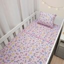 Ver imagem 3 de Jogo de Lençol para Berço Americano Kazzavip Baby Nuvem e Unicórnio Malha 100% Algodão Rosa
