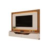 Rack Bancada C/ Painel P/ Tv até 70 Polegadas Treviso Ripado 100% Mdf Led 210x180cm Off White/freij - 2