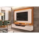 Ver imagem 1 de Rack Bancada C/ Painel P/ Tv até 70 Polegadas Treviso Ripado 100% Mdf Led 210x180cm Off White/freij