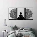 Ver imagem 2 de Quadro Decorativo Buddha Mandala 3mm Vazado - Mdf:Preto