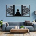 Ver imagem 3 de Quadro Decorativo Buddha Mandala 3mm Vazado - Mdf:Preto