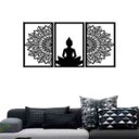 Ver imagem 1 de Quadro Decorativo Buddha Mandala 3mm Vazado - Mdf:Preto