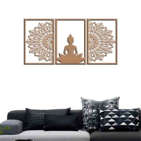 Quadro Decorativo Buddha Mandala 3mm Vazado - Mdf:Mdf