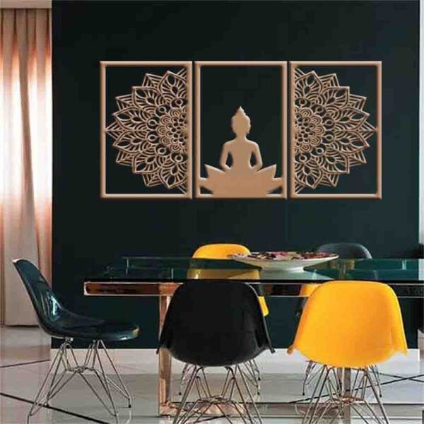 Quadro Decorativo Buddha Mandala 3mm Vazado - Mdf:Mdf - 3