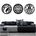 Ver imagem 1 de Kit 3 Mandalas Decorativas 60x60cm Vazado - Mdf:Preto