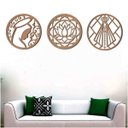 Ver imagem 2 de Kit 3 Mandalas Decorativas 60x60cm Vazado - Mdf:Mdf