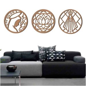 Kit 3 Mandalas Decorativas 40x40cm Vazado - Mdf:Mdf
