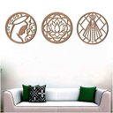 Ver imagem 3 de Kit 3 Mandalas Decorativas 30x30cm Vazado - Mdf:Mdf