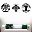 Ver imagem 2 de Kit 3 Mandalas Decorativas 30x30cm Vazado - Mdf:Preto