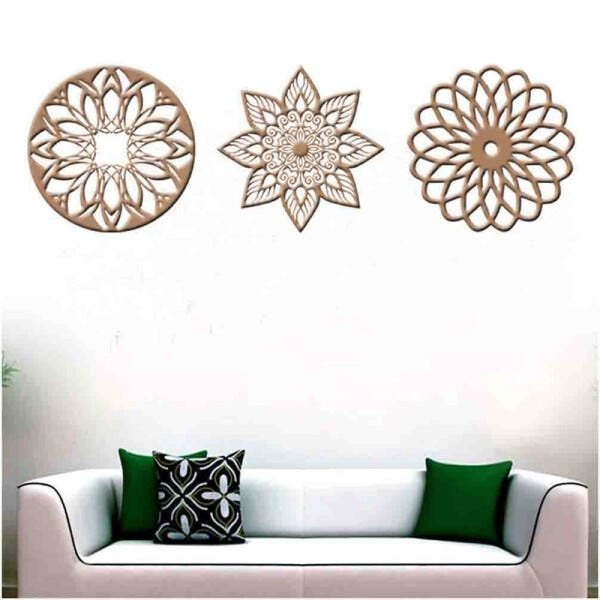 Kit 3 Mandalas Decorativas 60x60cm Vazado - Mdf:Mdf - 2