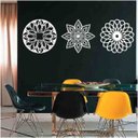 Ver imagem 1 de Kit 3 Mandalas Decorativas 60x60cm Vazado - Mdf:Branco