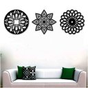 Ver imagem 2 de Kit 3 Mandalas Decorativas 30x30cm Vazado - Mdf:Preto