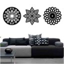 Ver imagem 1 de Kit 3 Mandalas Decorativas 30x30cm Vazado - Mdf:Preto
