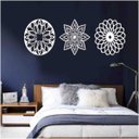 Ver imagem 2 de Kit 3 Mandalas Decorativas 30x30cm Vazado - Mdf:Branco